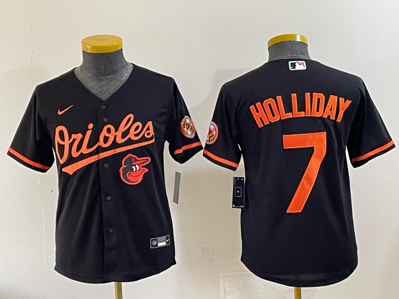Youth 2025 Baltimore Orioles #7 Holliday black Nike MLB Jersey 004->youth mlb jersey->Youth Jersey